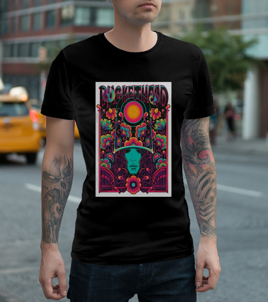Buckethead California Tour December 2024 Psychedelic Floral T-Shirt