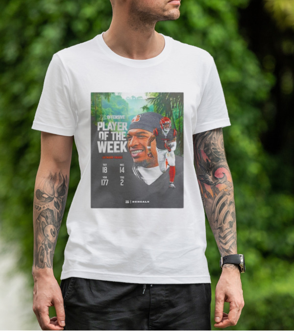Ja’Marr Chase Cincinnati Bengals AFC Offensive Player Of The Week TGT 18 REC 14 YDS 177 TDS 2 Bengals T-Shirt