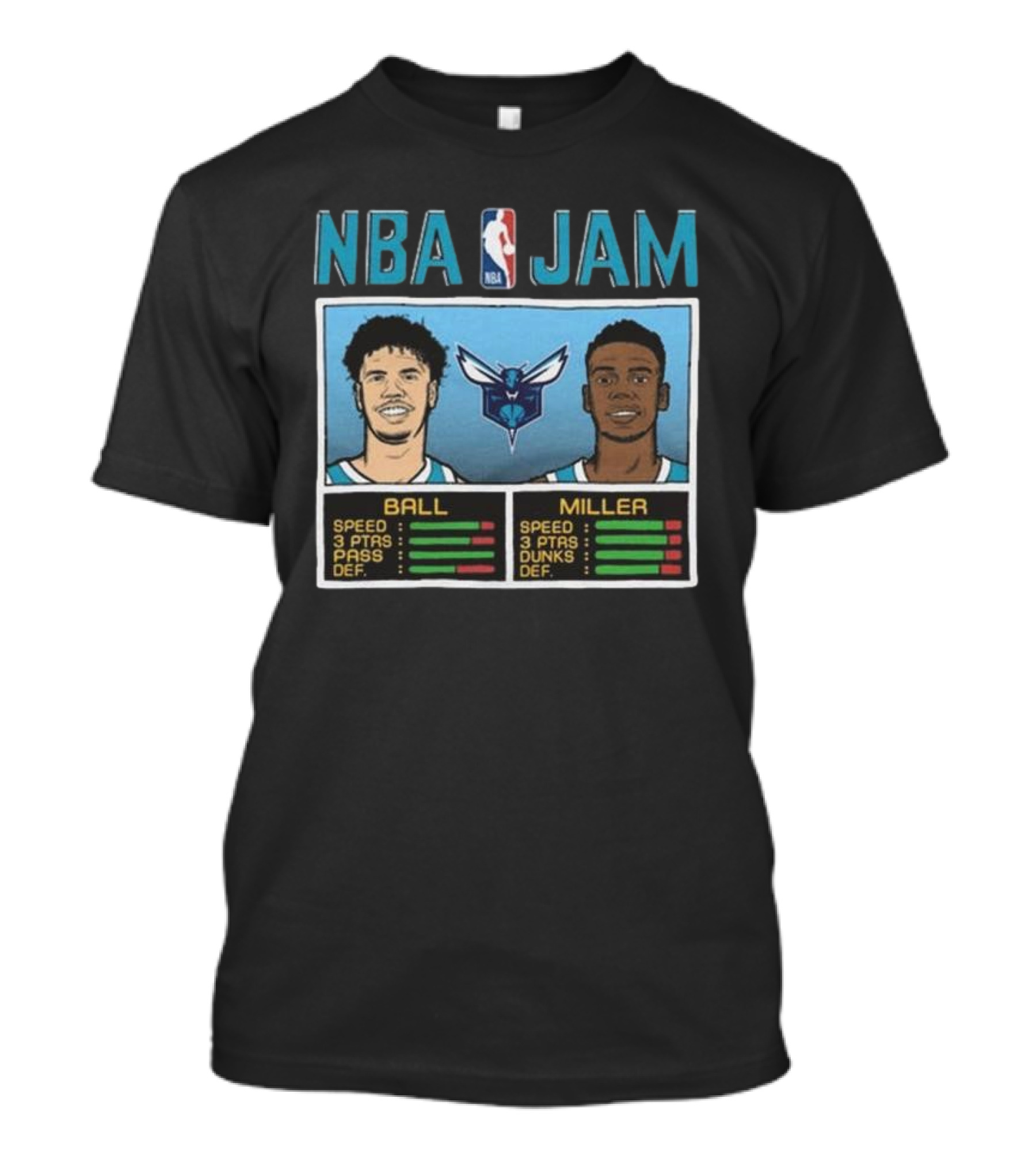 NBA Jam Hornets Ball Miller Basketball Stats T-Shirt
