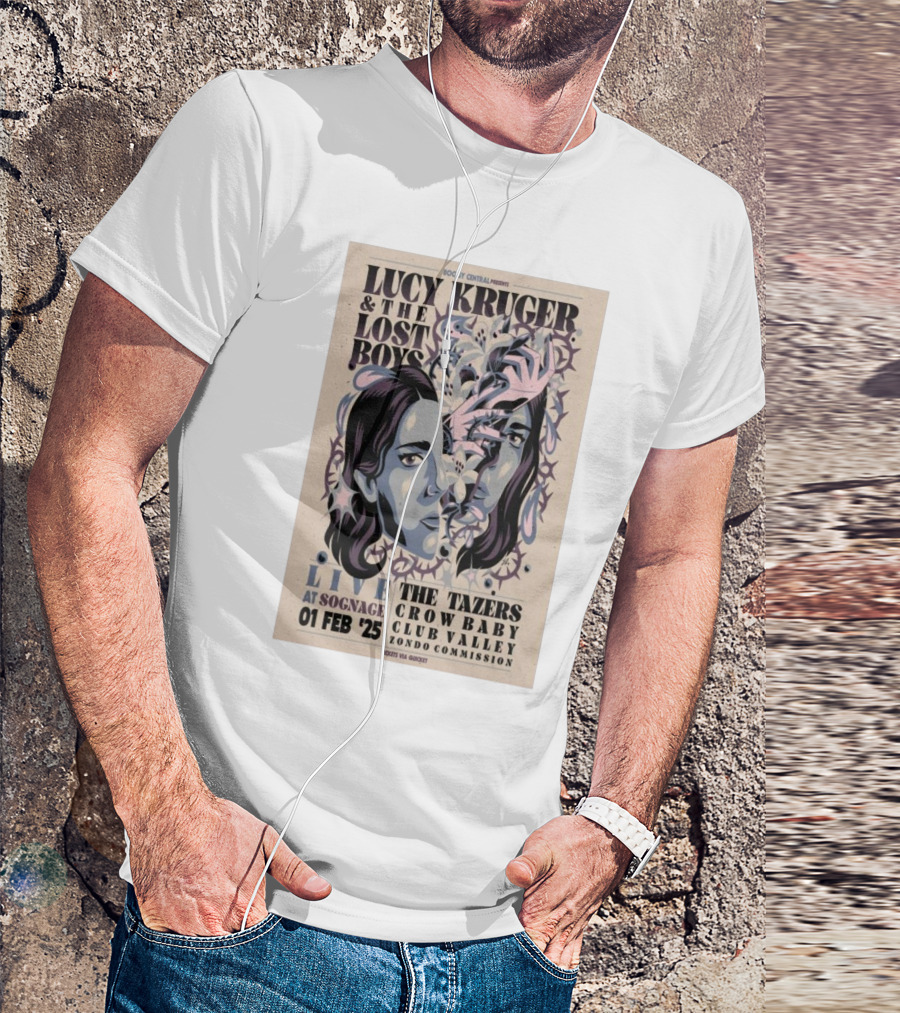 Lucy Kruger And The Lost Boys Live At Sognage Feb 1 2025 Featuring The Tazers Crow Baby Club Valley Zondo Commission Randburg JHB Tour T-Shirt