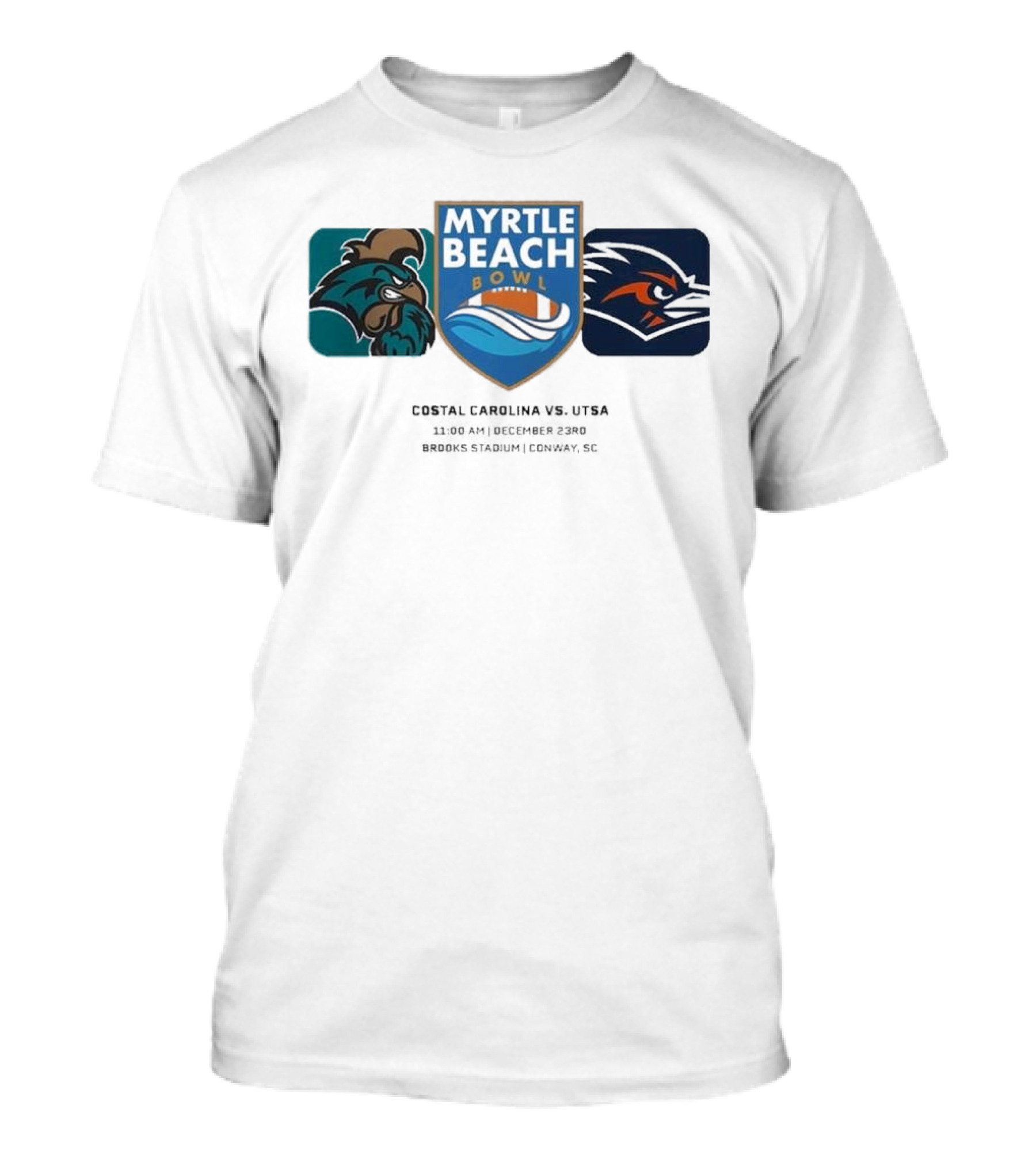 Myrtle Beach Bowl Coastal Carolina Vs UTSA December 23 2024 Brooks Stadium Conway SC NCAA Matchup T-Shirt