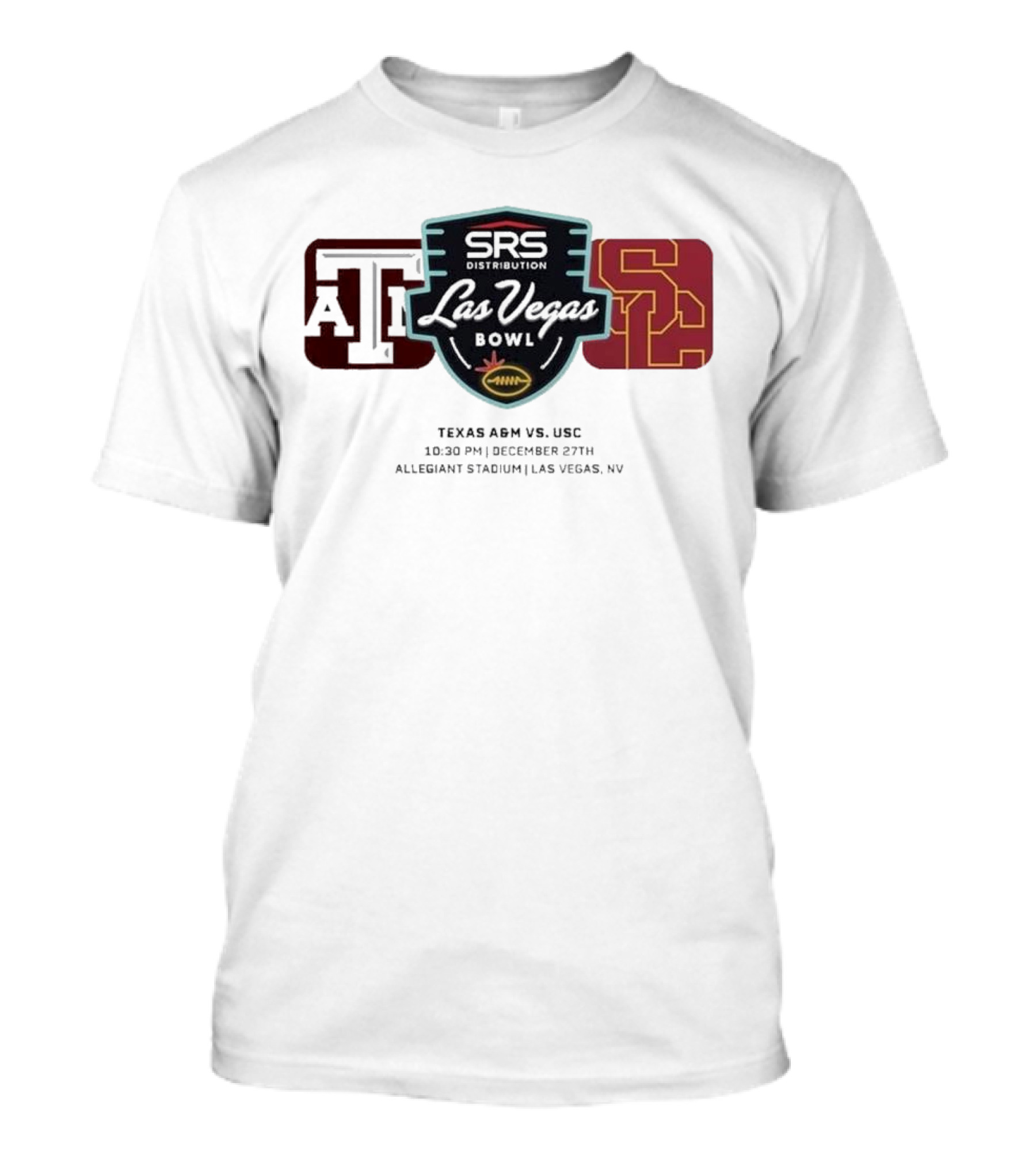 SRS Distribution Las Vegas Bowl Texas A&M Aggies Vs. USC Trojans December 27th 2024 Allegiant Stadium Las Vegas NV T-Shirt