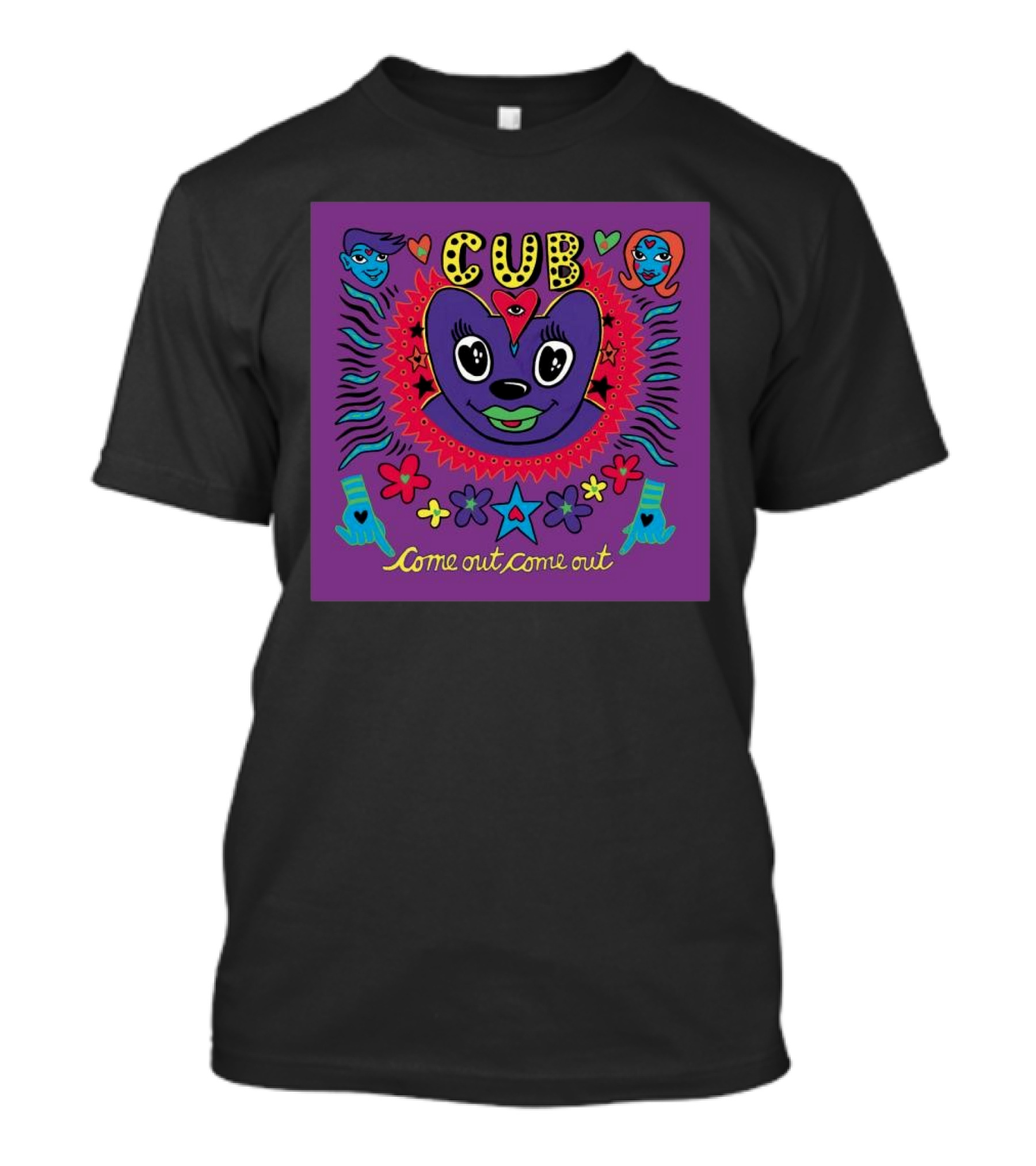 Cub Come Out Come Out Heart Face With Stars And Flowers T-Shirt