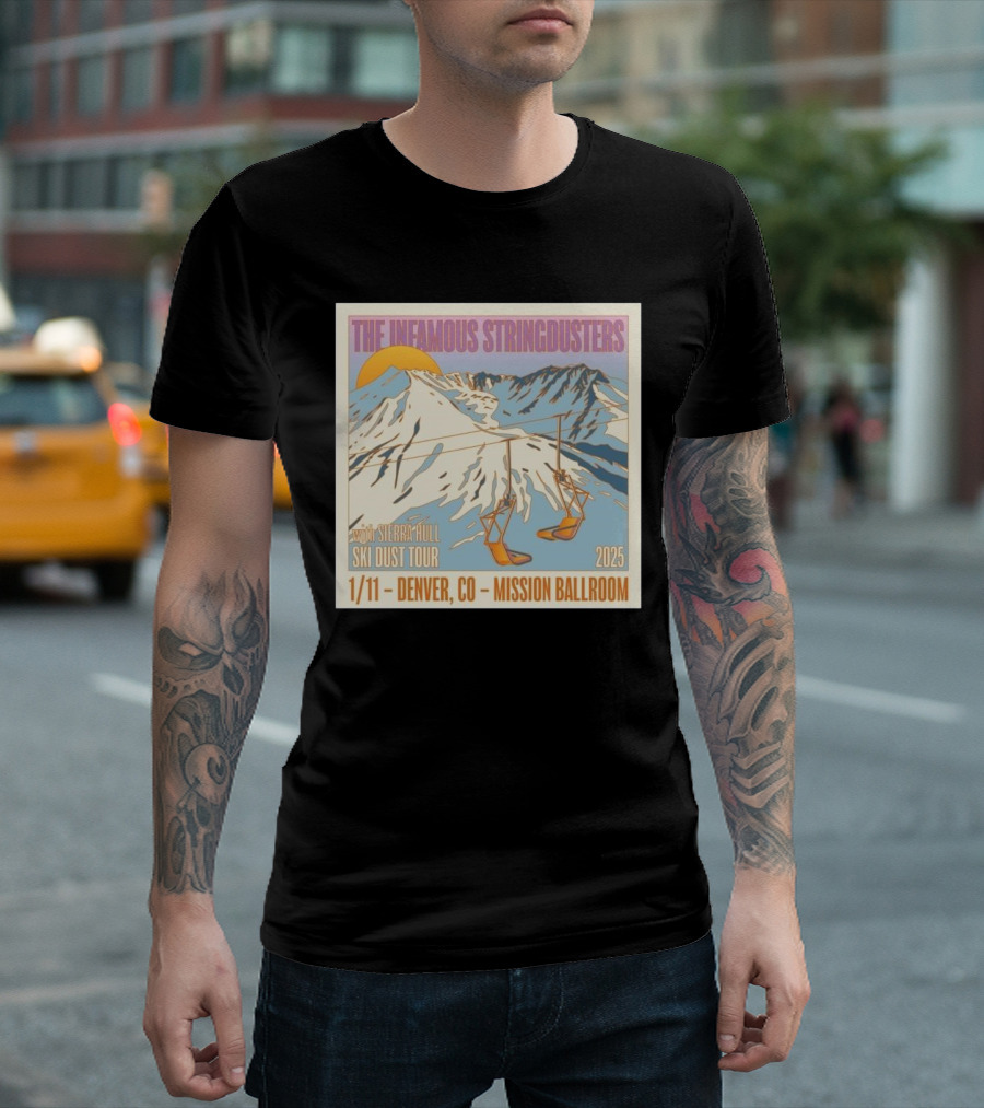 The Infamous Stringdusters with Sierra Hull Ski Dust Tour 2025 1/11 Denver CO Mission Ballroom T-Shirt