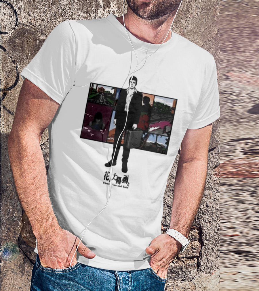 Flower Sun And Rain Comic Style Character With Suitcase And Scenic Panels T-Shirt