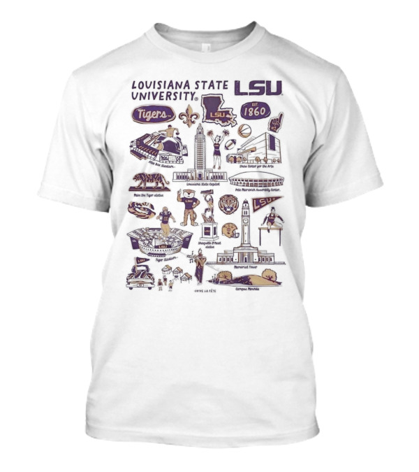 Louisiana State University LSU Tigers Vive La Fete Impressions Est 1860 Memorial Tower Shaquille O'Neal Tiger Stadium T-Shirt