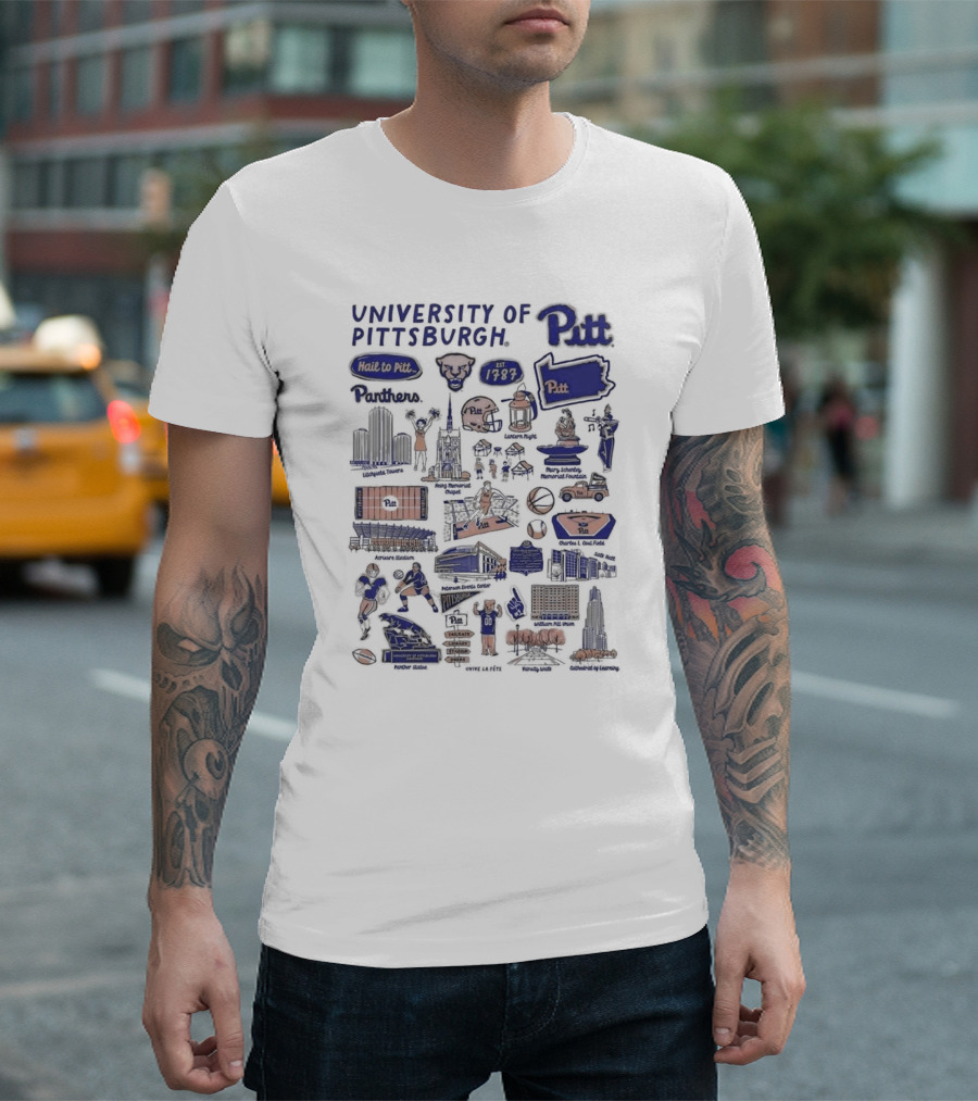 University of Pittsburgh Pitt Panthers Landmarks and Traditions Est 1787 Vive La Fete Impressions T-Shirt