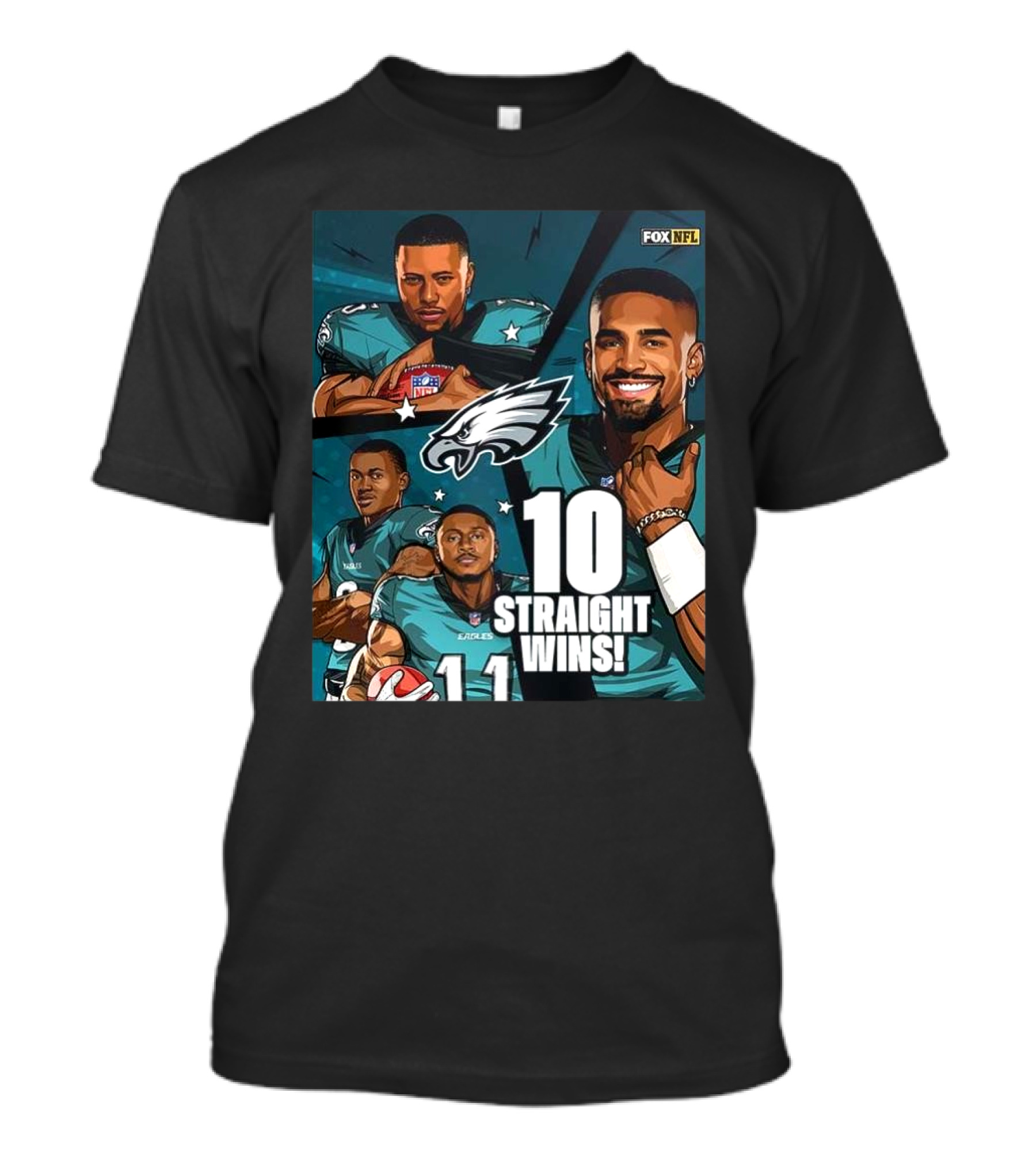 Philadelphia Eagles 10 Straight Wins 2024 NFL Playoffs Fox NFL T-Shirt