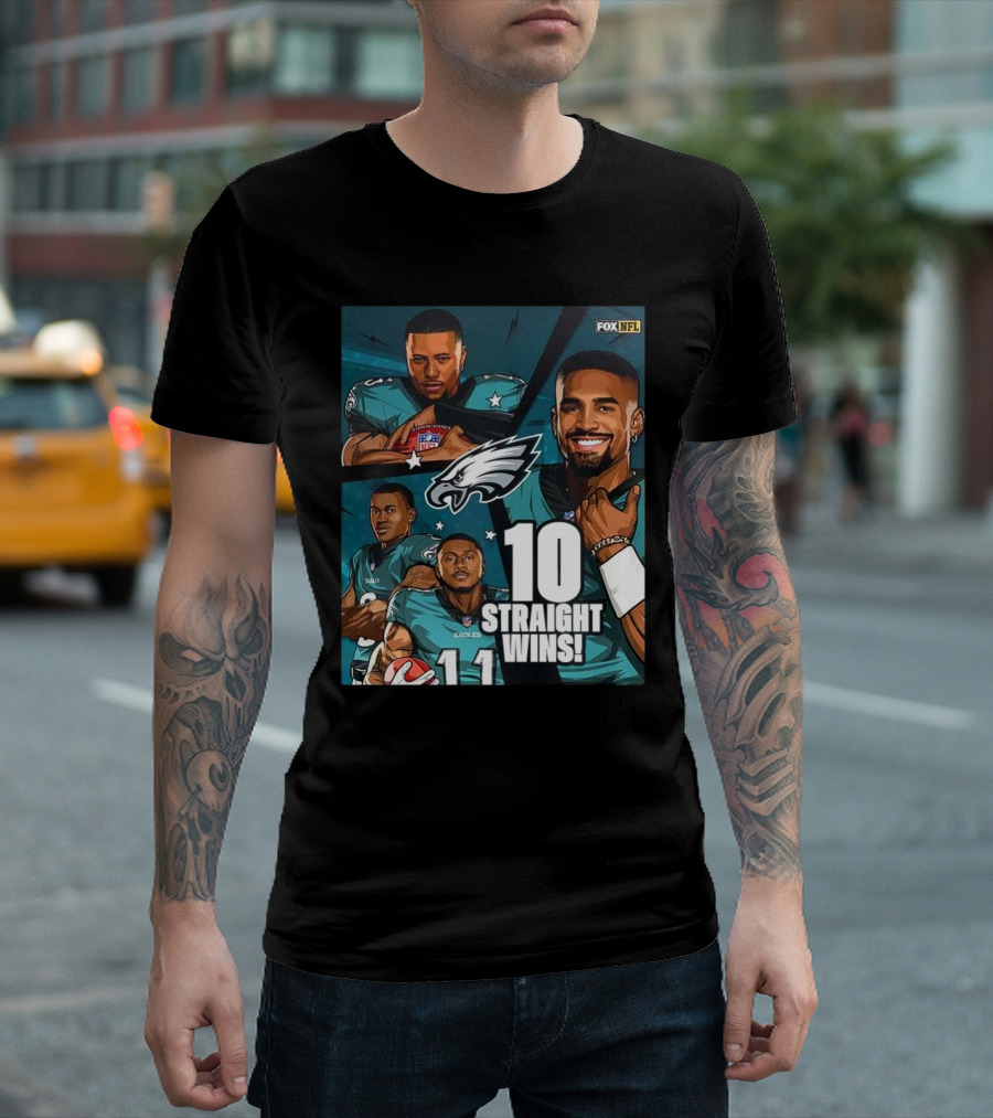 Philadelphia Eagles 10 Straight Wins 2024 NFL Playoffs Fox NFL T-Shirt