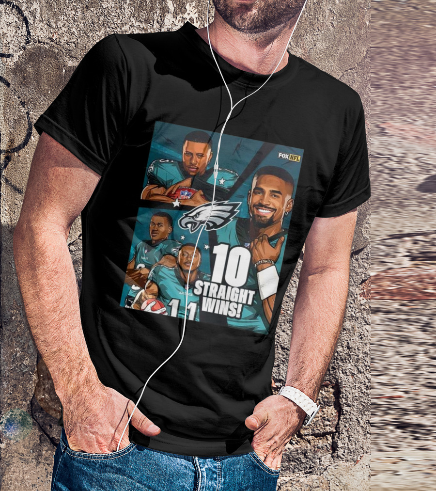 Philadelphia Eagles 10 Straight Wins 2024 NFL Playoffs Fox NFL T-Shirt