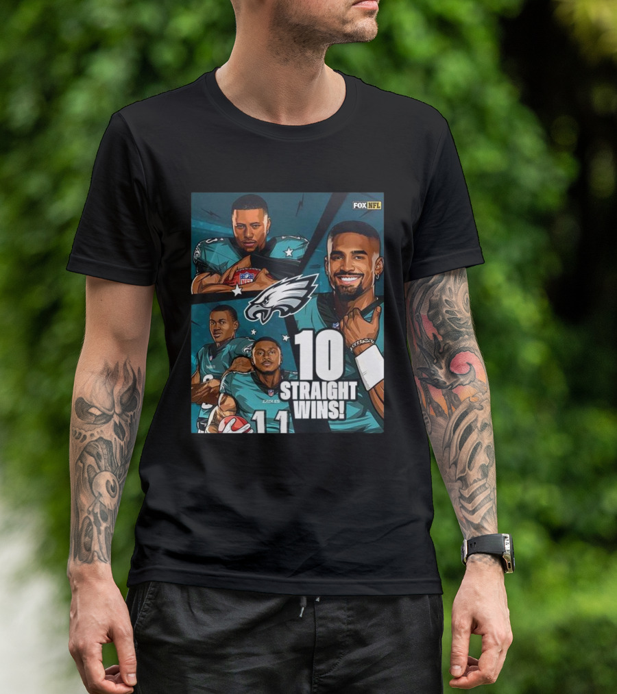 Philadelphia Eagles 10 Straight Wins 2024 NFL Playoffs Fox NFL T-Shirt
