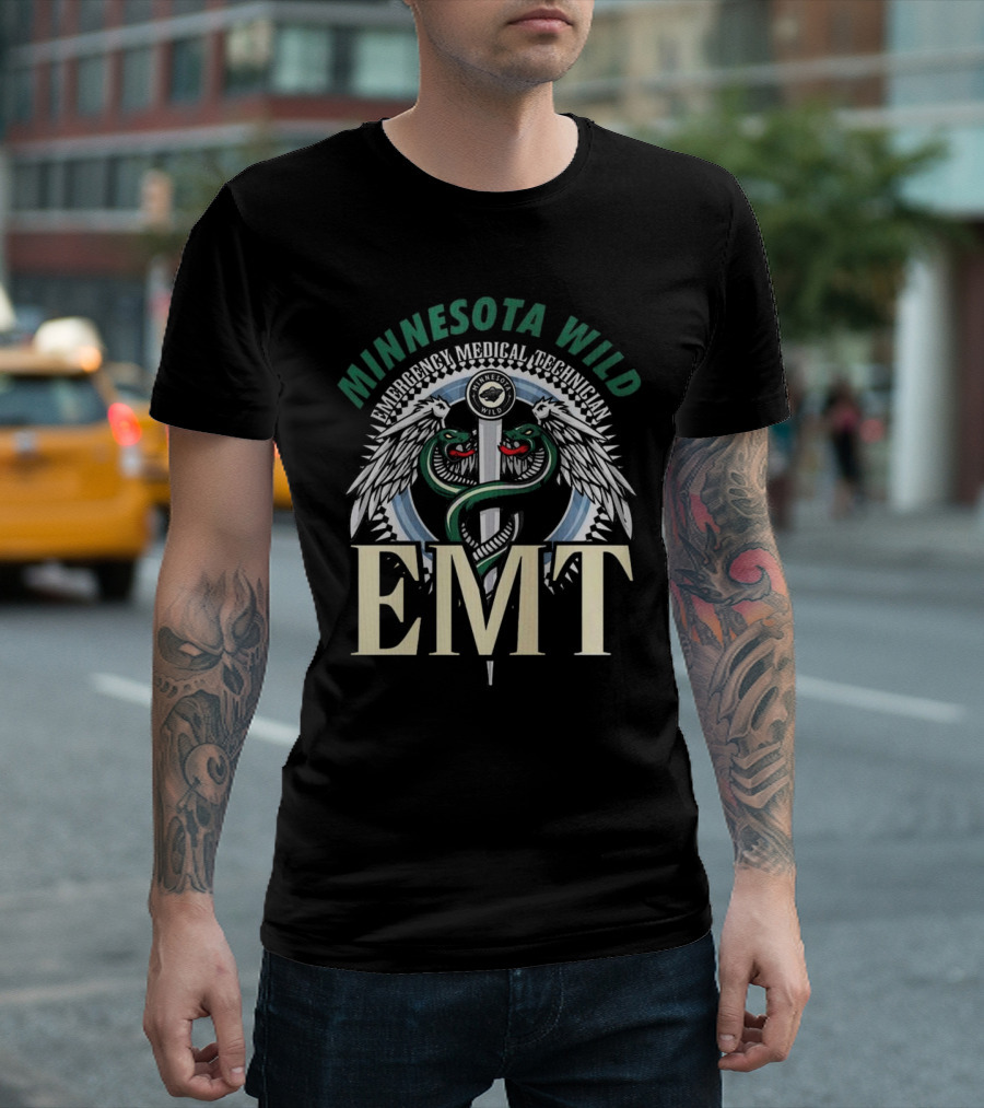 Minnesota Wild EMT Emergency Medical Technician Caduceus T-Shirt