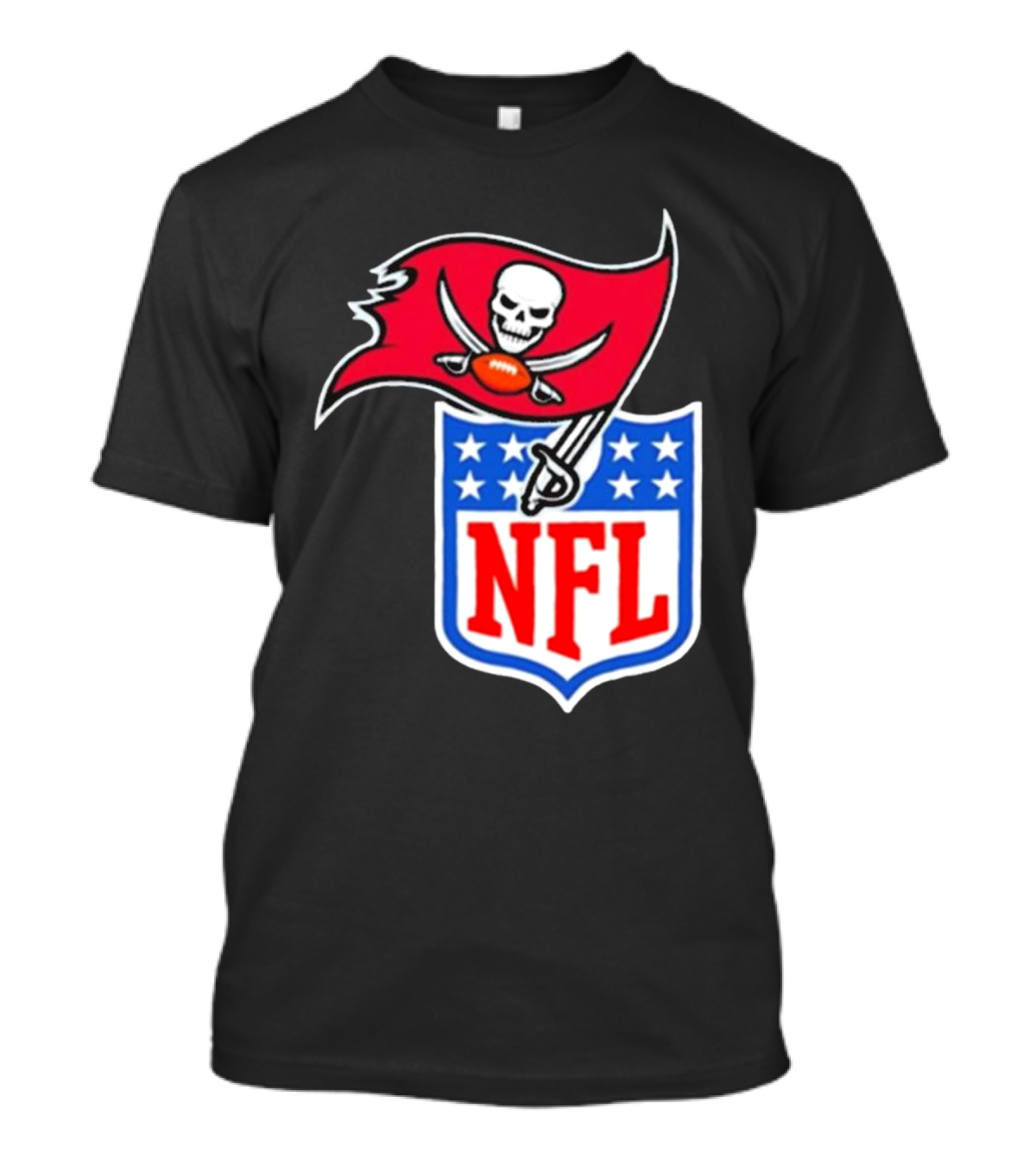 Tampa Bay Buccaneers NFL Shield Logo Pirate Flag Crest T-Shirt