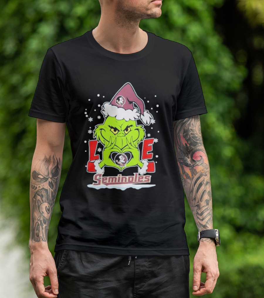 Grinch Love Florida State Seminoles Christmas Football T-Shirt