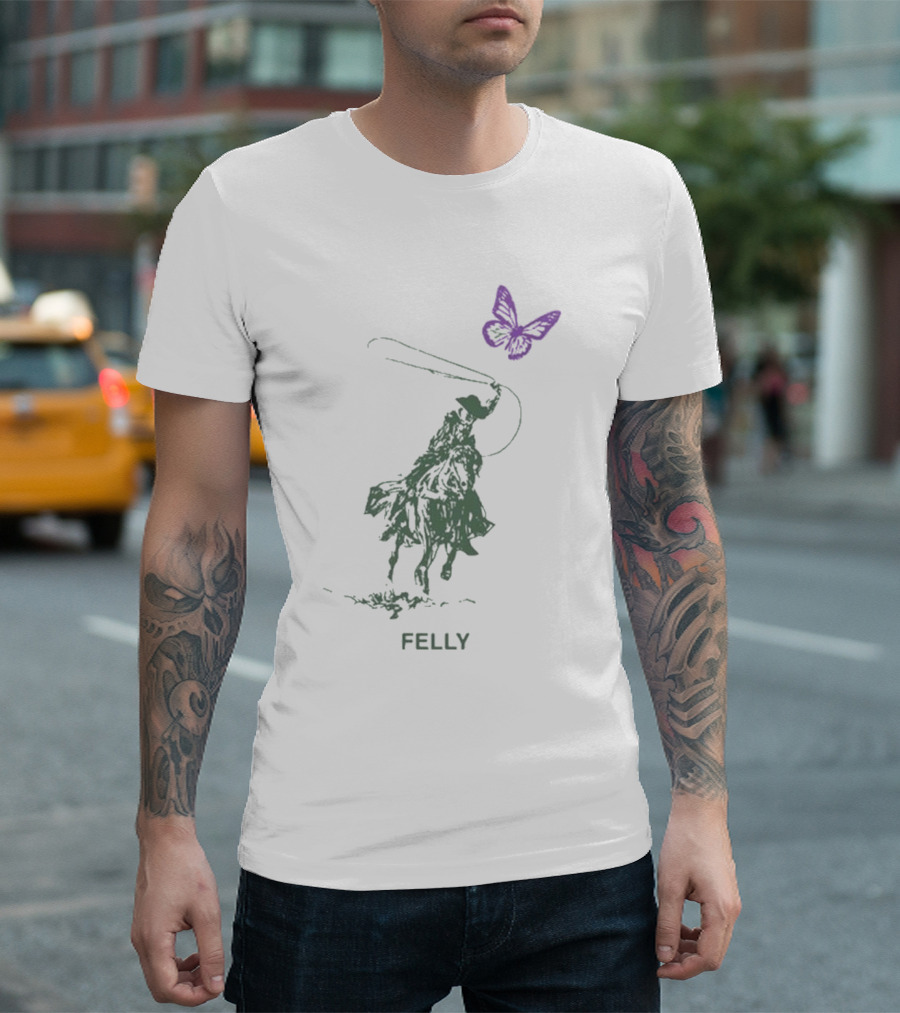 Felly Cowboy Lasso Purple Butterfly Blues Music T-Shirt