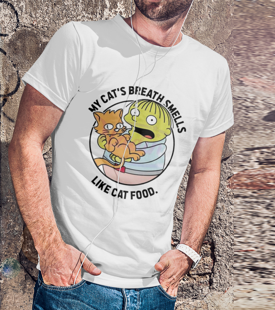 Ralph Wiggum My Cat's Breath Smells Like Cat Food Holding Cat T-Shirt