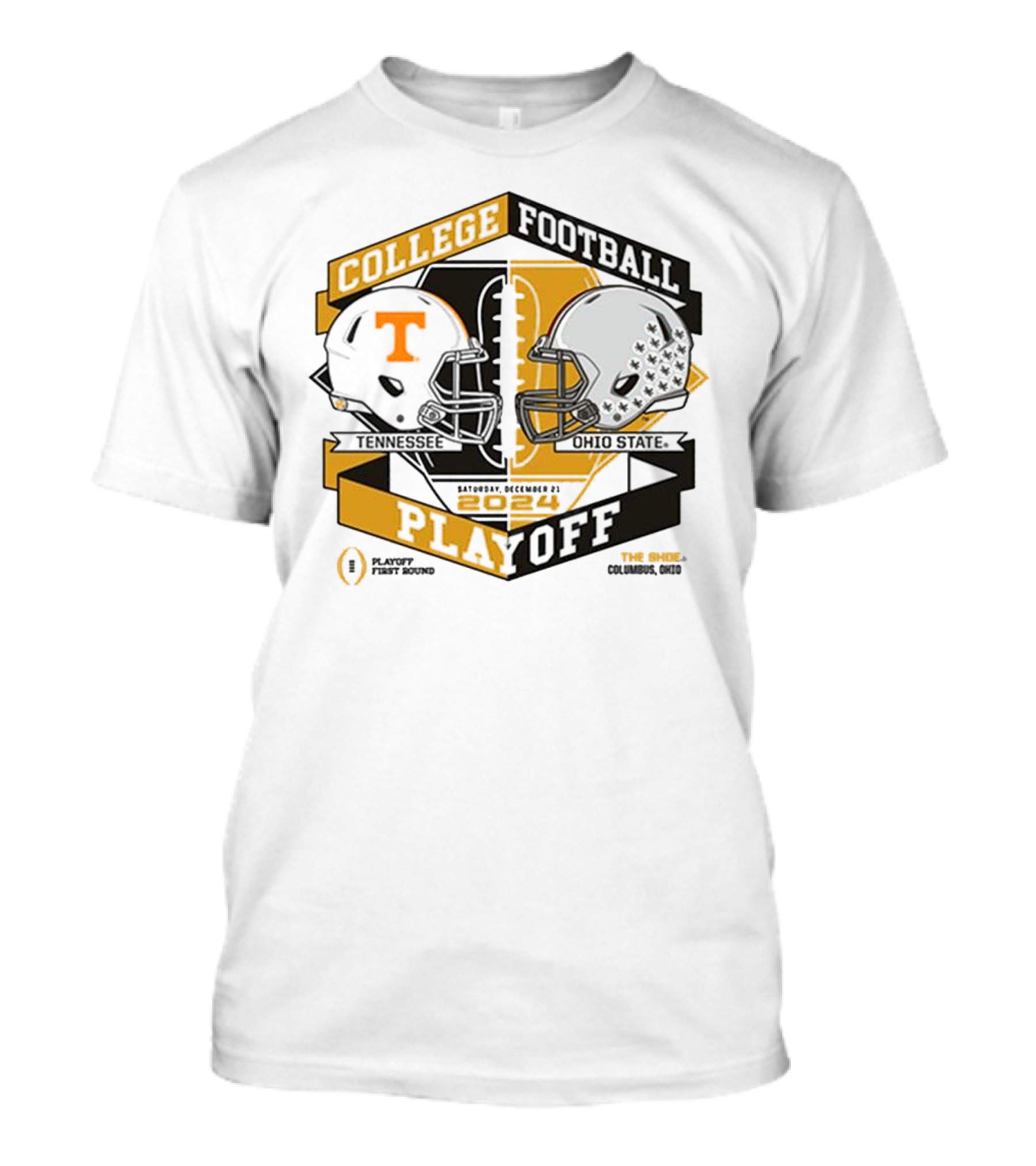 College Football Playoff 2024 Helmet Tennessee Vs Ohio State December 21 The Shoe Columbus Ohio T-Shirt