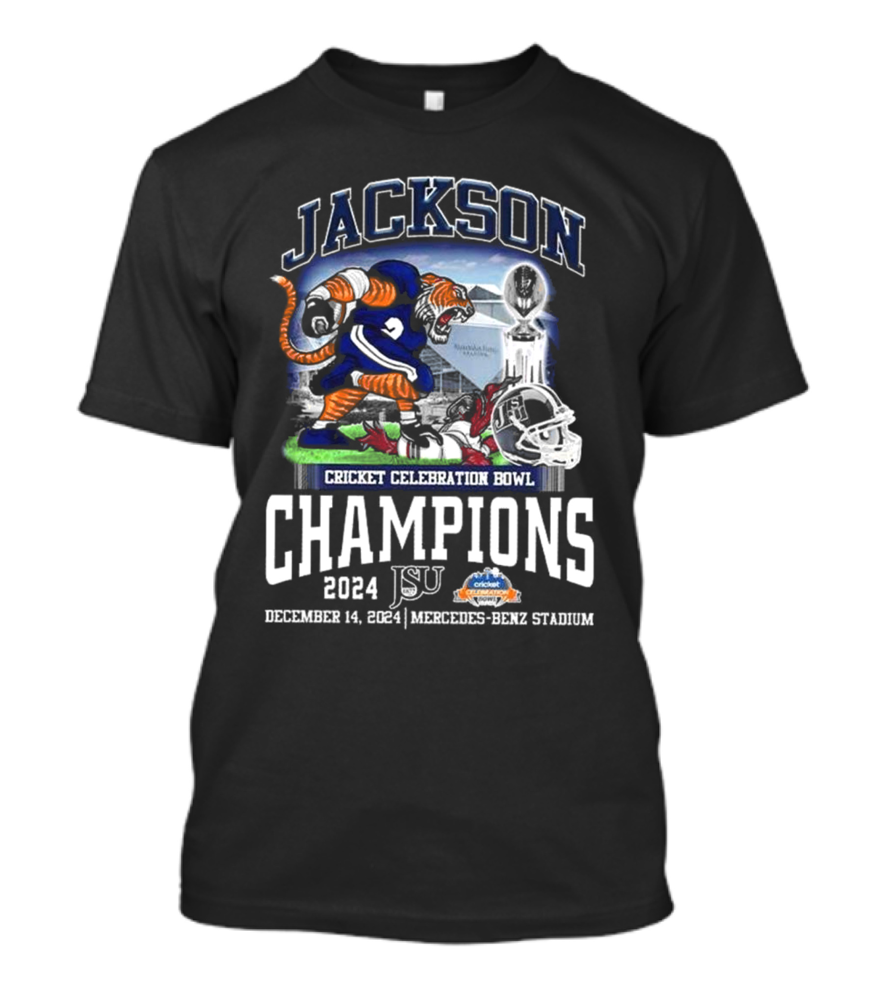 Jackson Cricket Celebration Bowl Champions 2024 JSU December 14 Mercedes-Benz Stadium T-Shirt