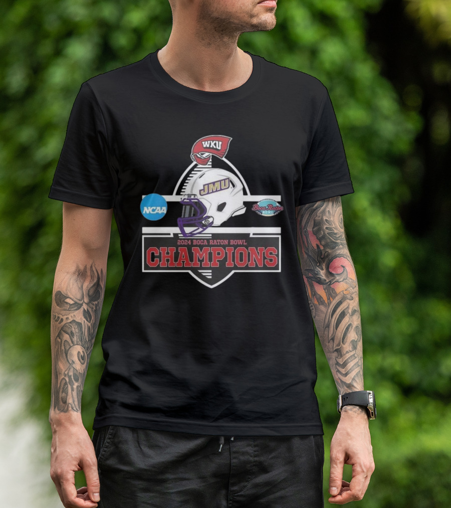 NCAA 2024 Boca Raton Bowl Champions James Madison Dukes Vs. Western Kentucky Hilltoppers T-Shirt