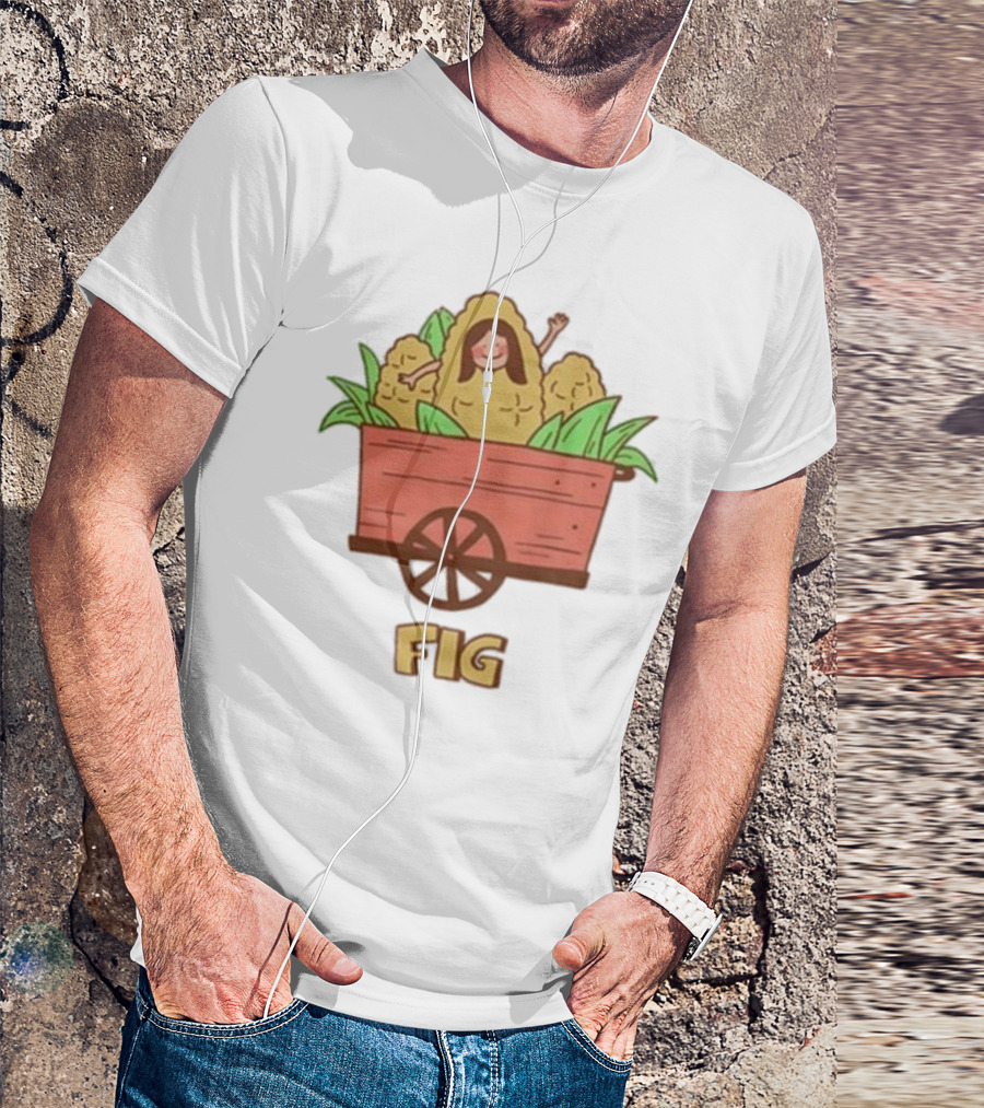 Figwoop Cart Fig With Corn And Smiling Figure T-Shirt
