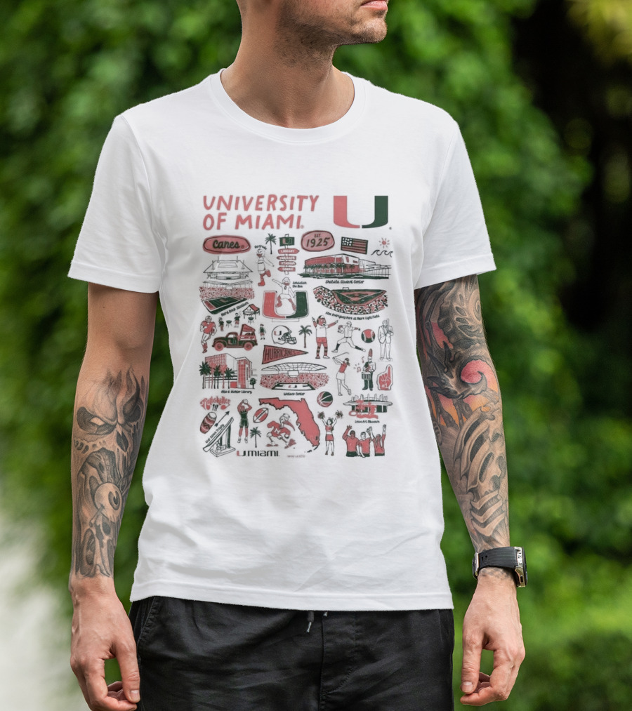 University Of Miami Hurricanes Vive La Fete Canes 1925 Sports And Landmarks T-Shirt