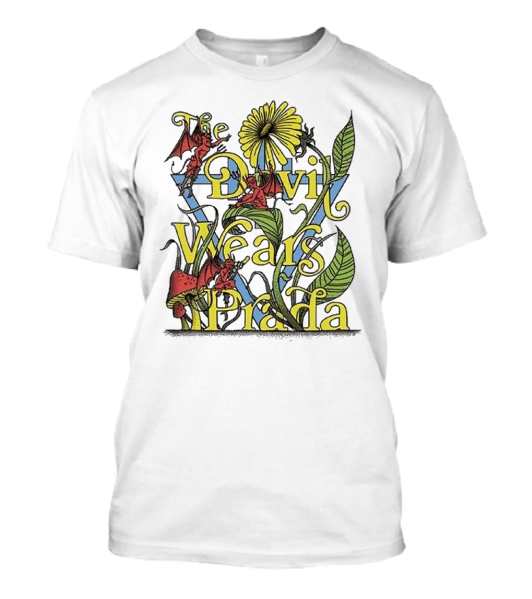 The Devil Wears Prada Flower 2024 With Red Devils And Leaves T-Shirt
