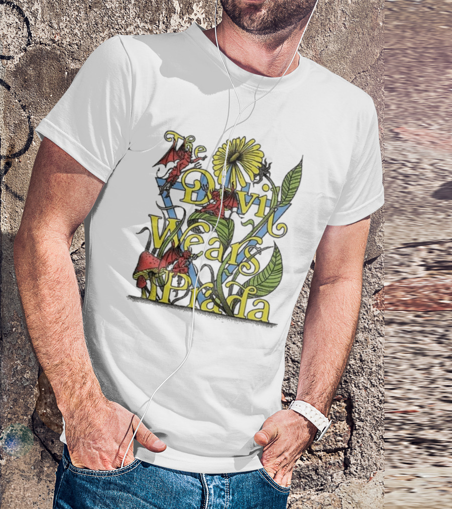 The Devil Wears Prada Flower 2024 With Red Devils And Leaves T-Shirt