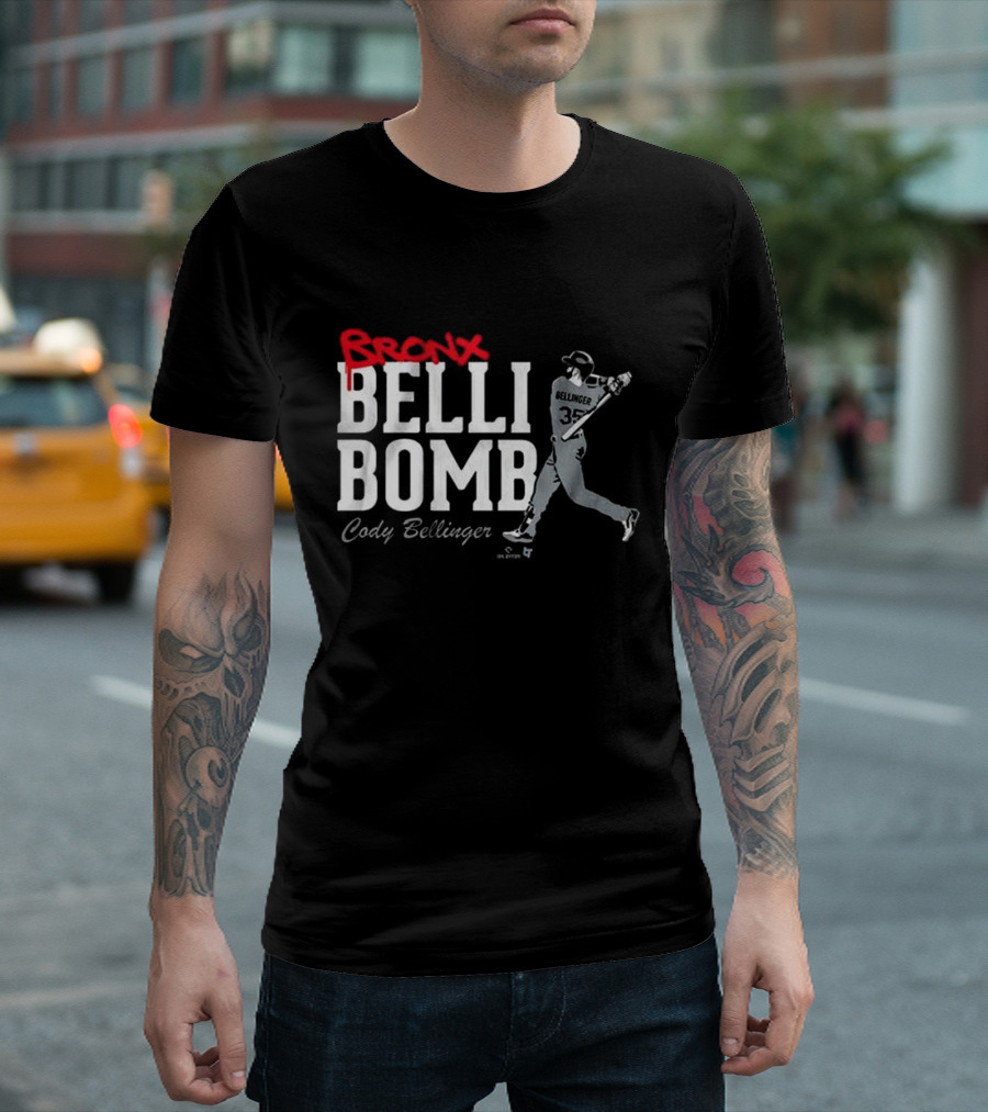 Bronx Belli Bomb Cody Bellinger 35 Swing Baseball T-Shirt