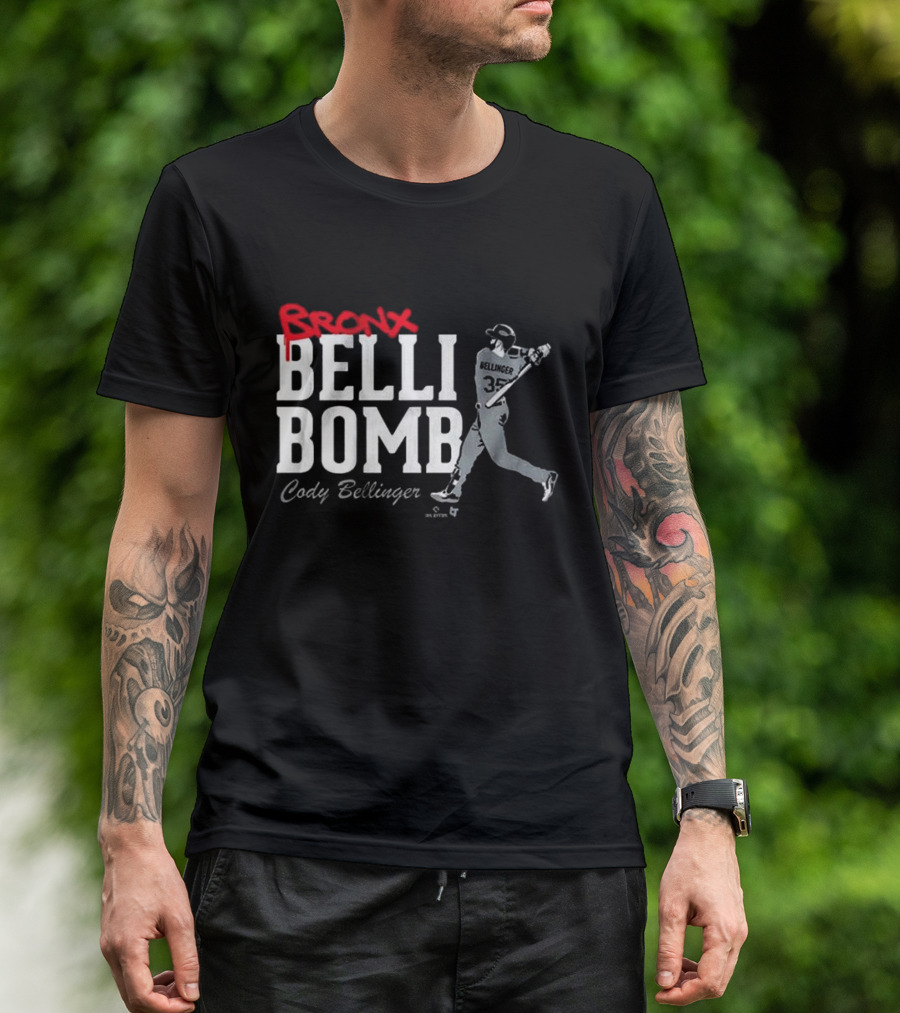 Bronx Belli Bomb Cody Bellinger 35 Swing Baseball T-Shirt