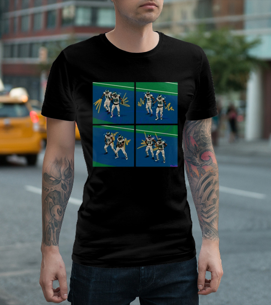 Aj Brown Saquon Barkley Dance Celebration Football Animation T-Shirt