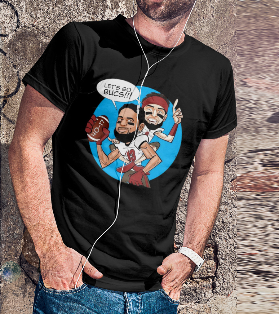 Tampa Bay Buccaneers Mike Evans Baker Mayfield Let's Go Bucs 40-17 Cartoon T-Shirt