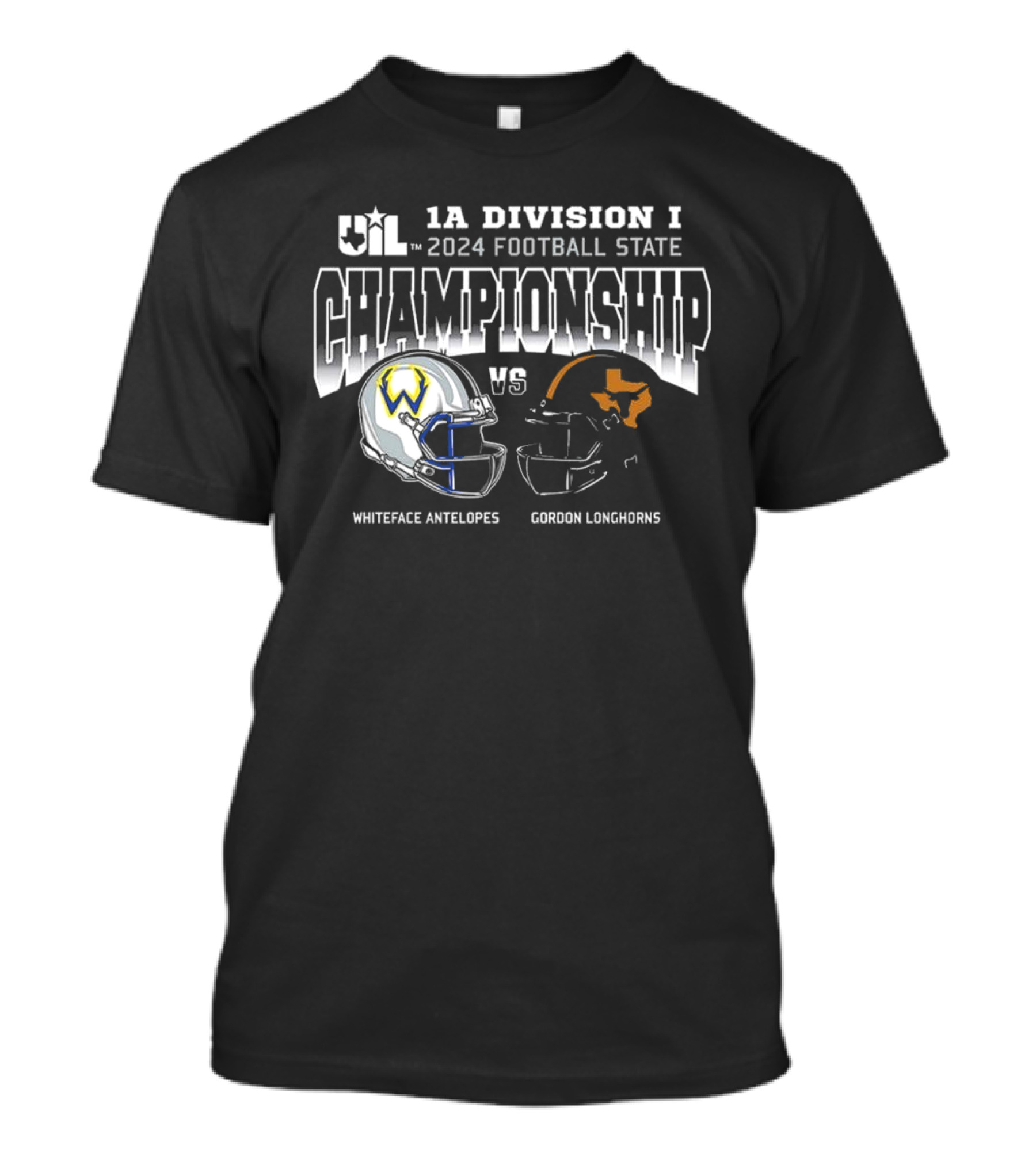 UIL 1A Division I 2024 Football State Championship Whiteface Antelopes Vs Gordon Longhorns T-Shirt
