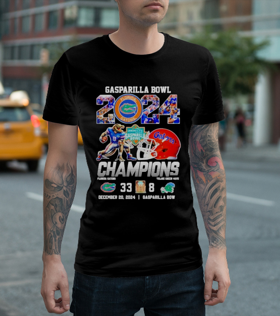 Gasparilla Bowl 2024 Florida Gators Champions 33-8 Beats Tulane Green Wave December 20, T-Shirt