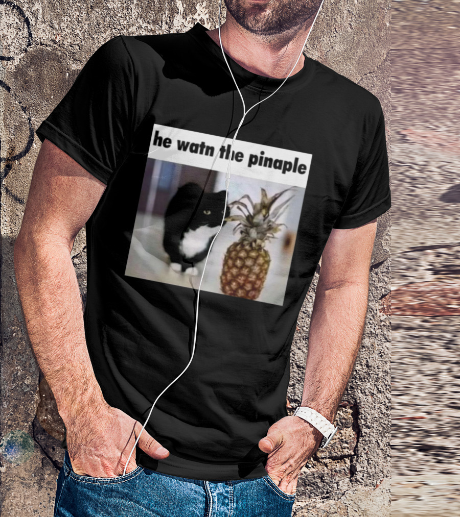 He Watn The Pinaple Cat Meme With Pineapple T-Shirt