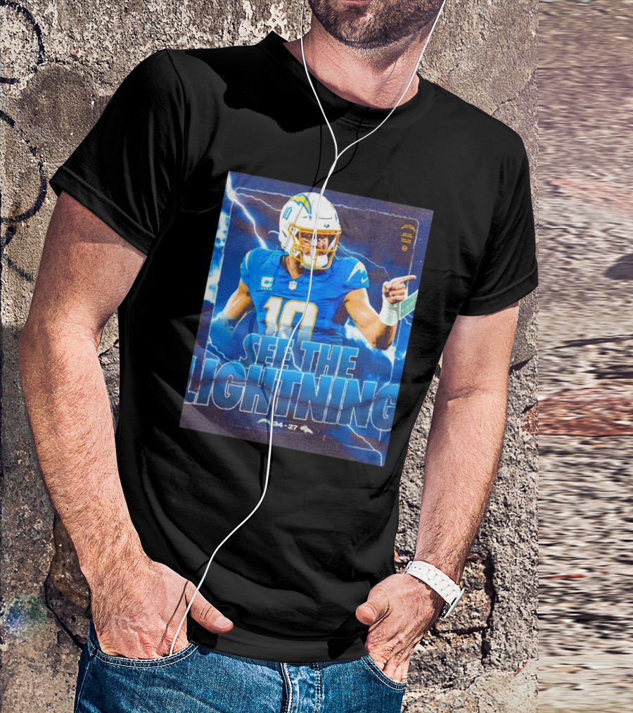 Los Angeles Chargers Justin Herbert See The Lightning 34-27 Denver Broncos T-Shirt