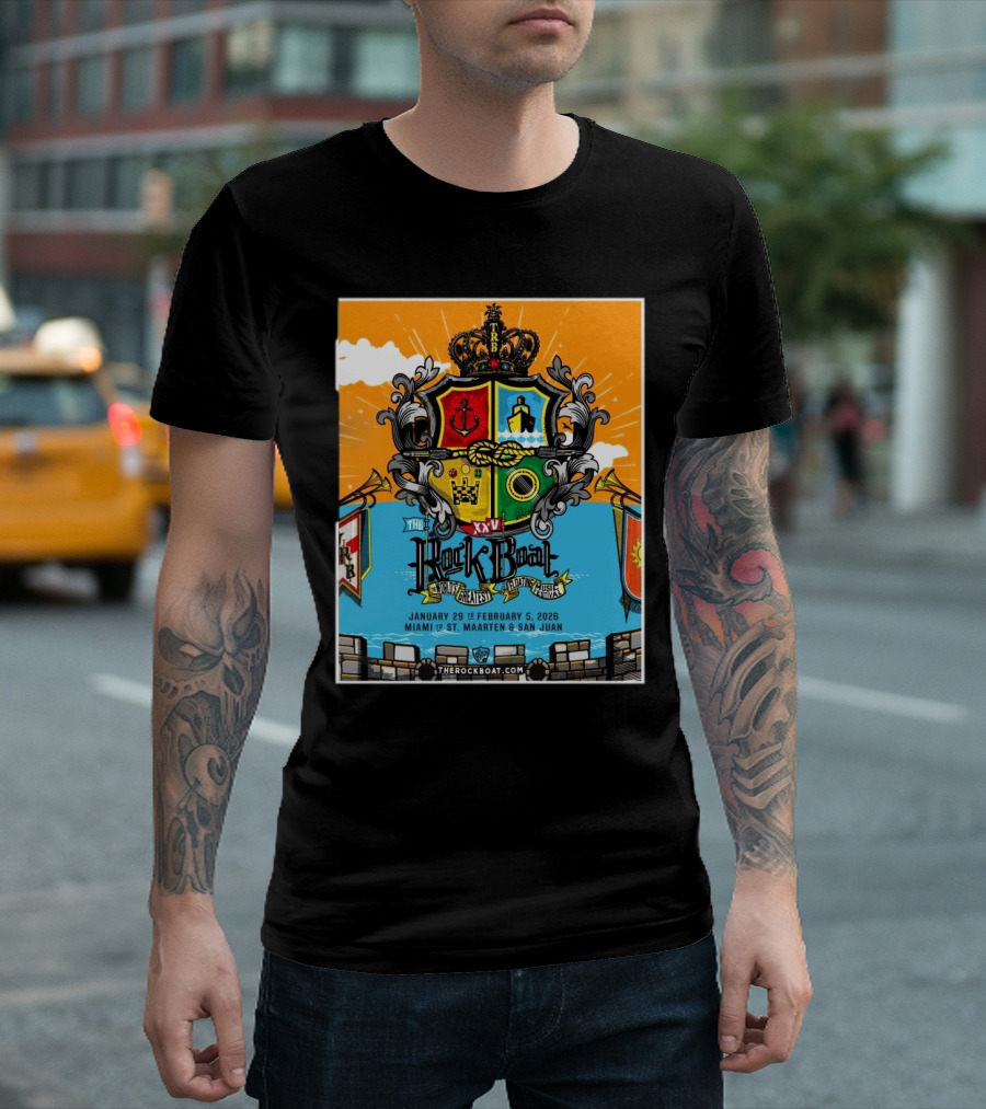 The Rock Boat XXVI January February 2026 Miami St. Maarten San Juan Greatest Floating Music Festival T-Shirt