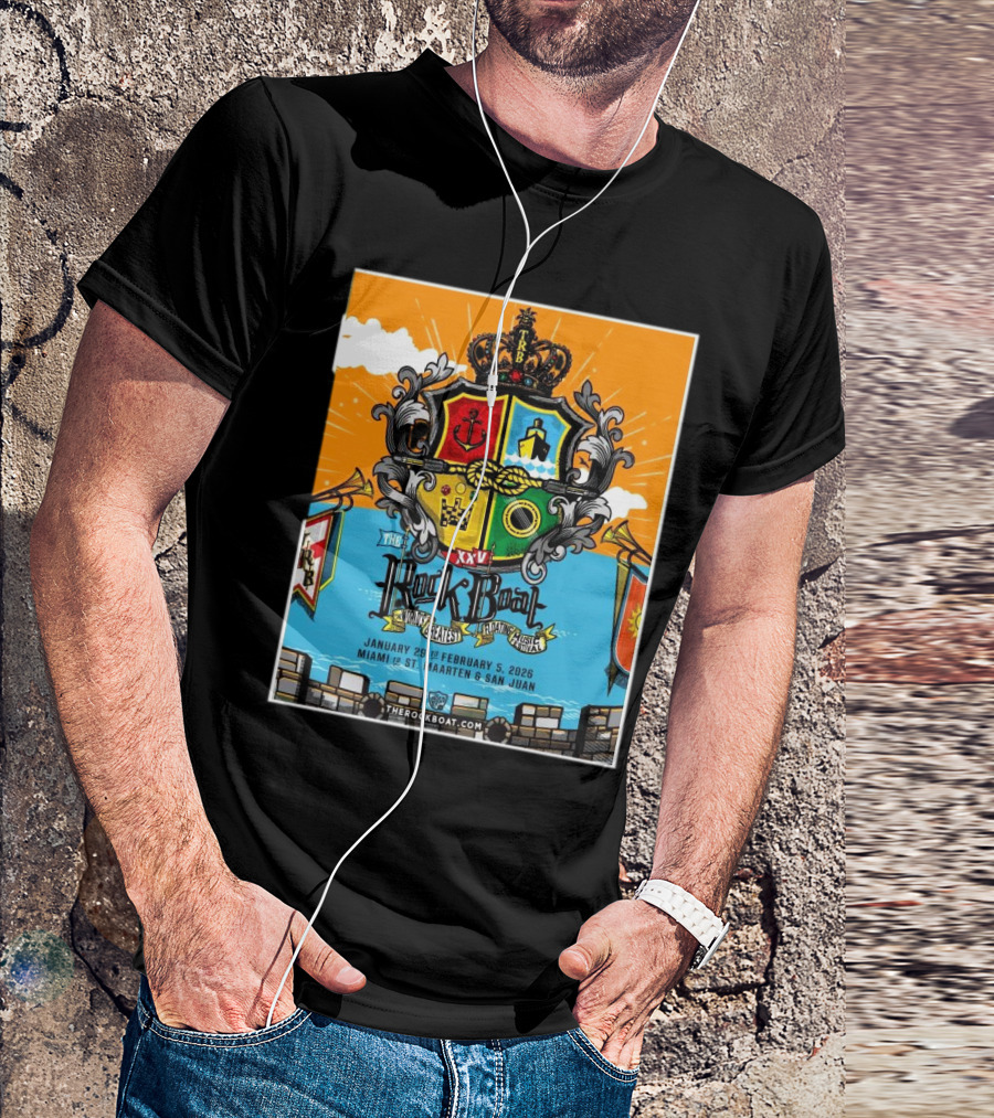 The Rock Boat XXVI January February 2026 Miami St. Maarten San Juan Greatest Floating Music Festival T-Shirt