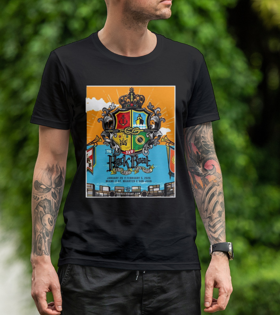 The Rock Boat XXVI January February 2026 Miami St. Maarten San Juan Greatest Floating Music Festival T-Shirt