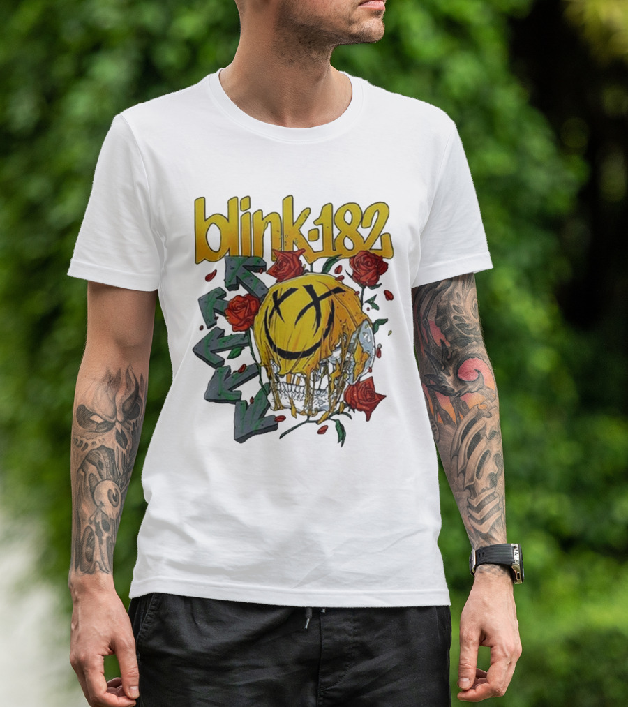 Blink-182 Skull With Roses And Arrows T-Shirt