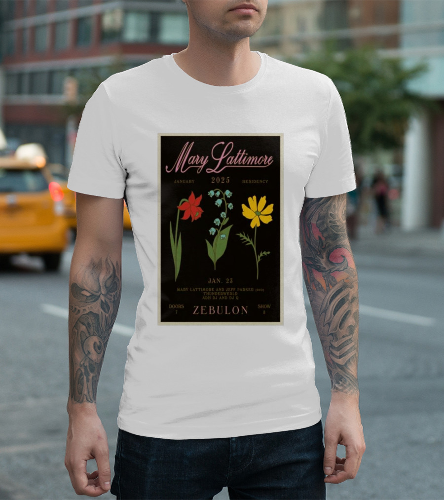 Mary Lattimore January 2025 Residency Zebulon With Jeff Parker And Thunderwerld T-Shirt