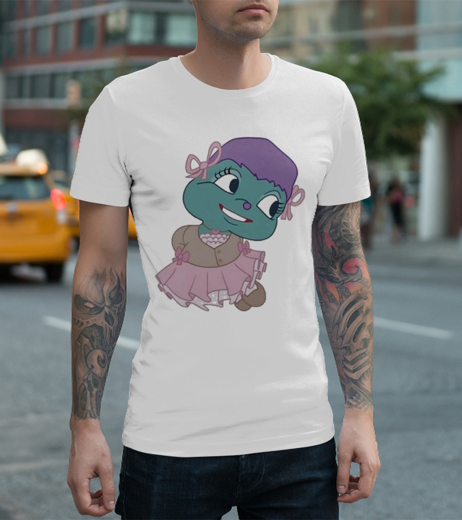 Samantha Yve Bb Coquette Cartoon Character With Purple Hair And Pink T-Shirt