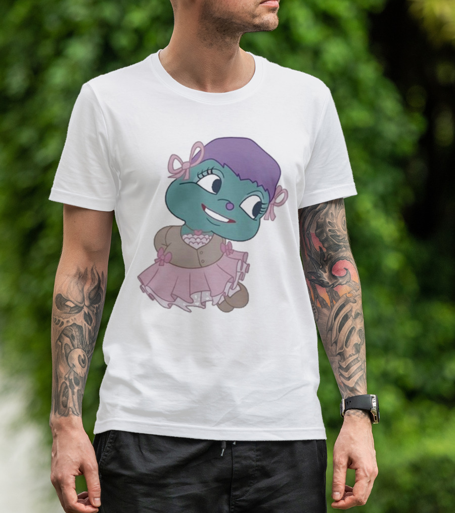 Samantha Yve Bb Coquette Cartoon Character With Purple Hair And Pink T-Shirt