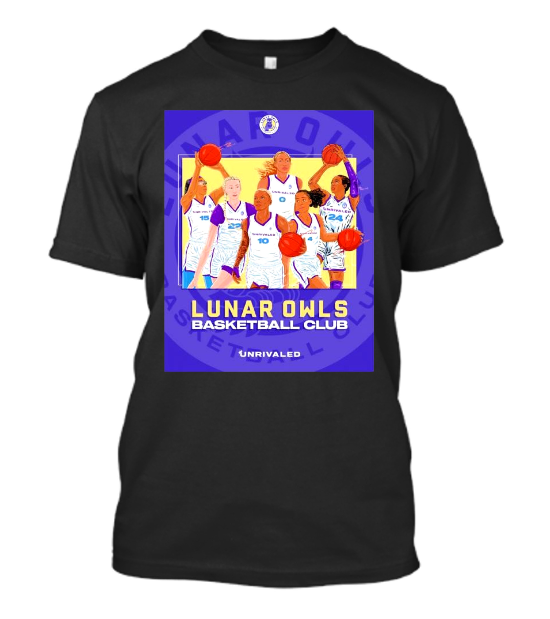 Lunar Owls Basketball Club Unrivaled Cartoon Players T-Shirt