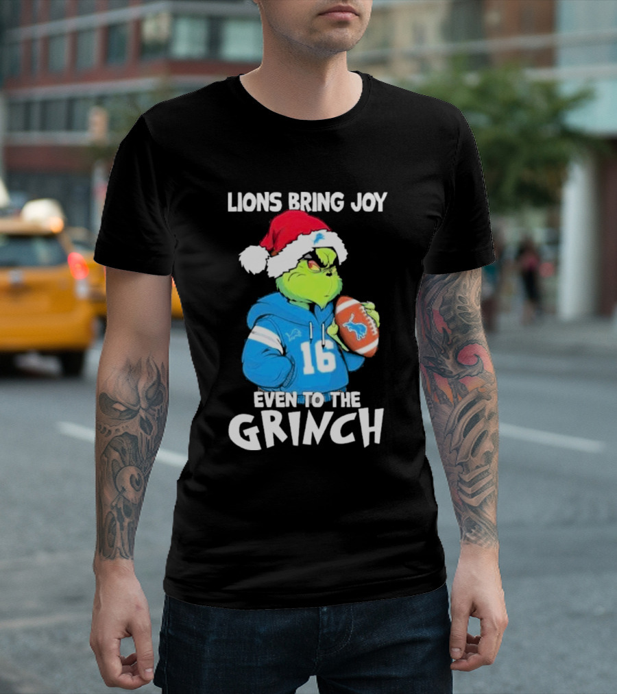 Lions Bring Joy Even to the Grinch Detroit Football 16 T-Shirt
