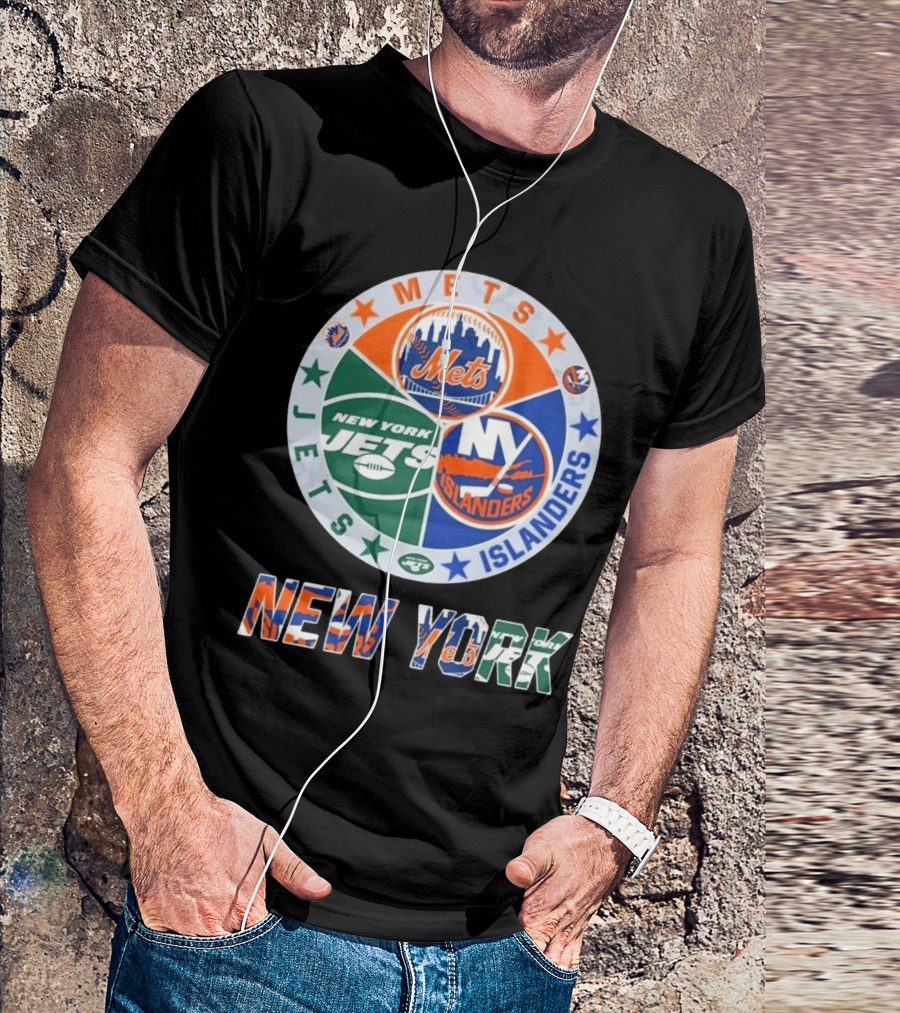 New York Mets Jets Islanders Circle Collaboration T-Shirt
