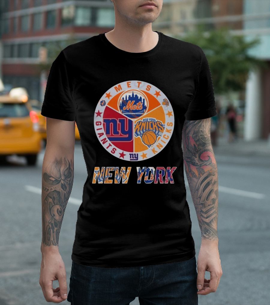 New York Mets Giants Knicks Circle Logo New York T-Shirt