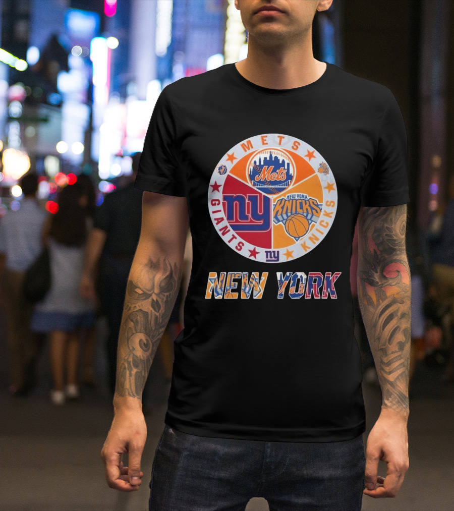 New York Mets Giants Knicks Circle Logo New York T-Shirt