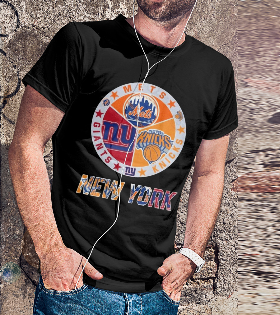 New York Mets Giants Knicks Circle Logo New York T-Shirt