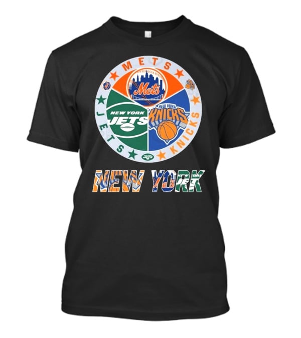 Mets Knicks Jets Circle Logo New York Text T-Shirt