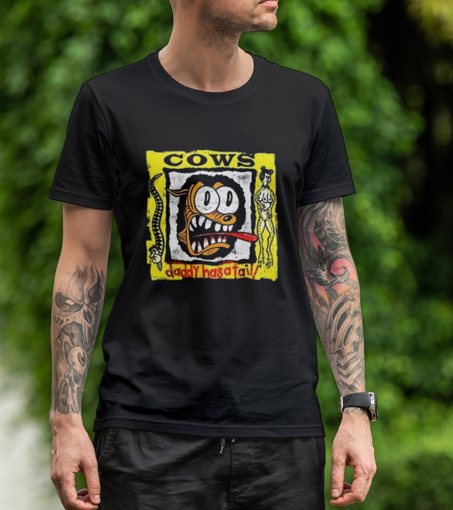 Cows Daddy Has A Tail Cartoon Face With Snake And Figure T-Shirt